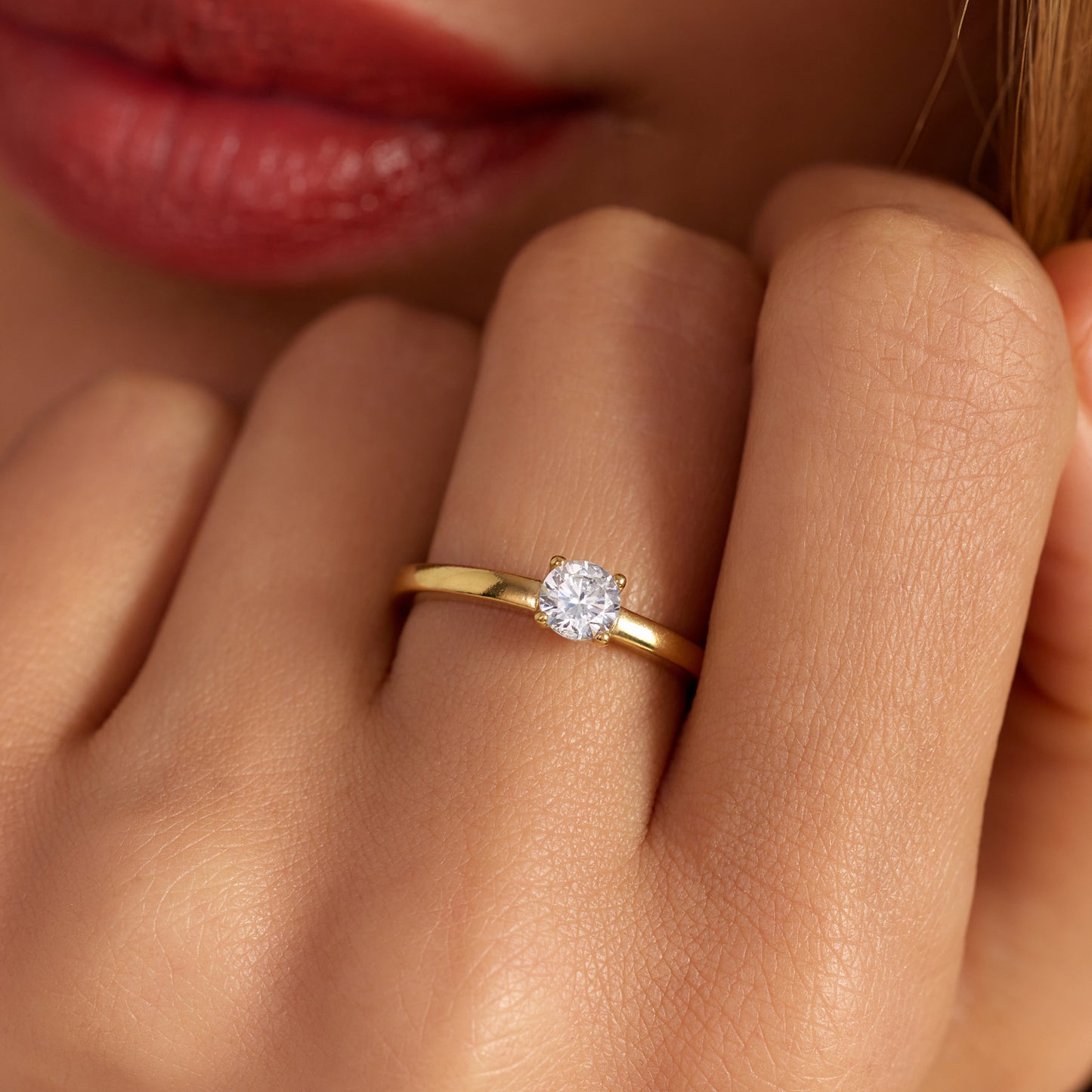 Ponte Vecchio Sofia 925 sterling silver gold plated ring with zirconia stone - Parte di Me