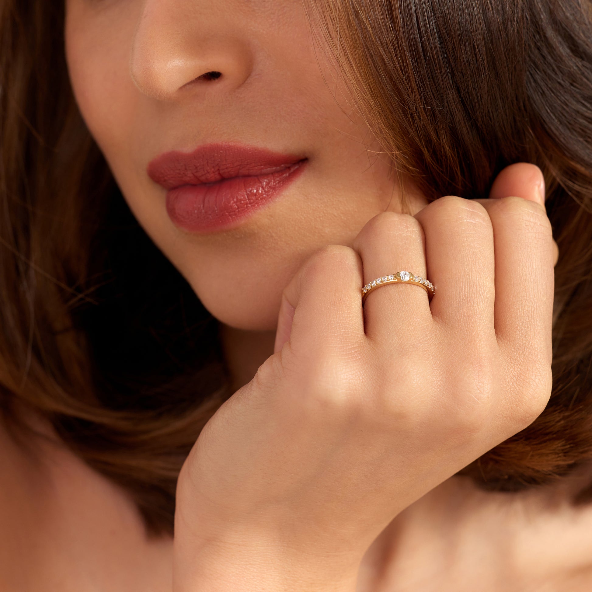 Santa Maria della Base 925 sterling silver gold plated ring with zirconia stones - Parte di Me