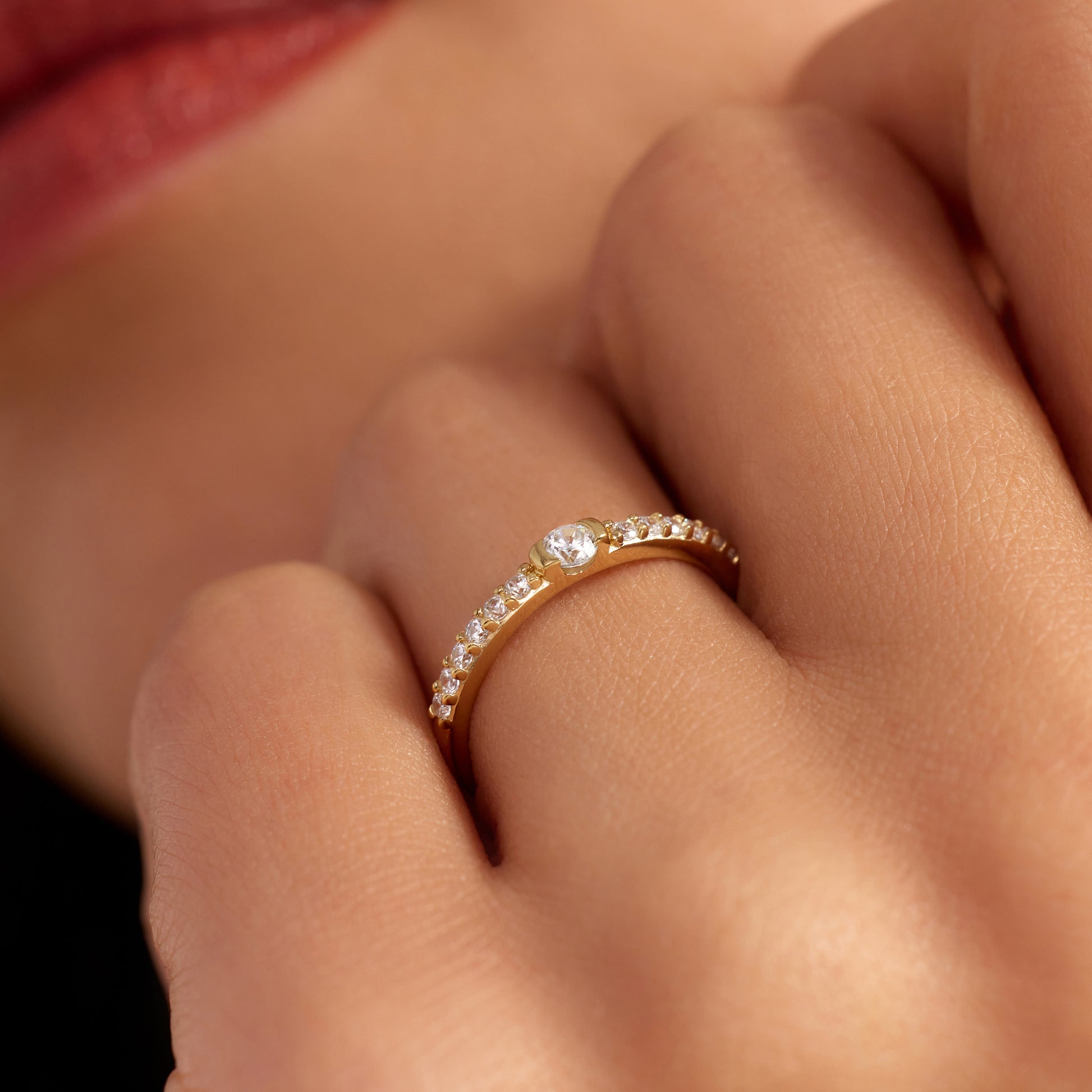 Santa Maria della Base 925 sterling silver gold plated ring with zirconia stones - Parte di Me