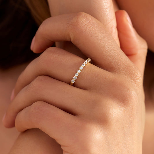 Santa Maria della Base 925 sterling silver gold plated ring with zirconia stones - Parte di Me