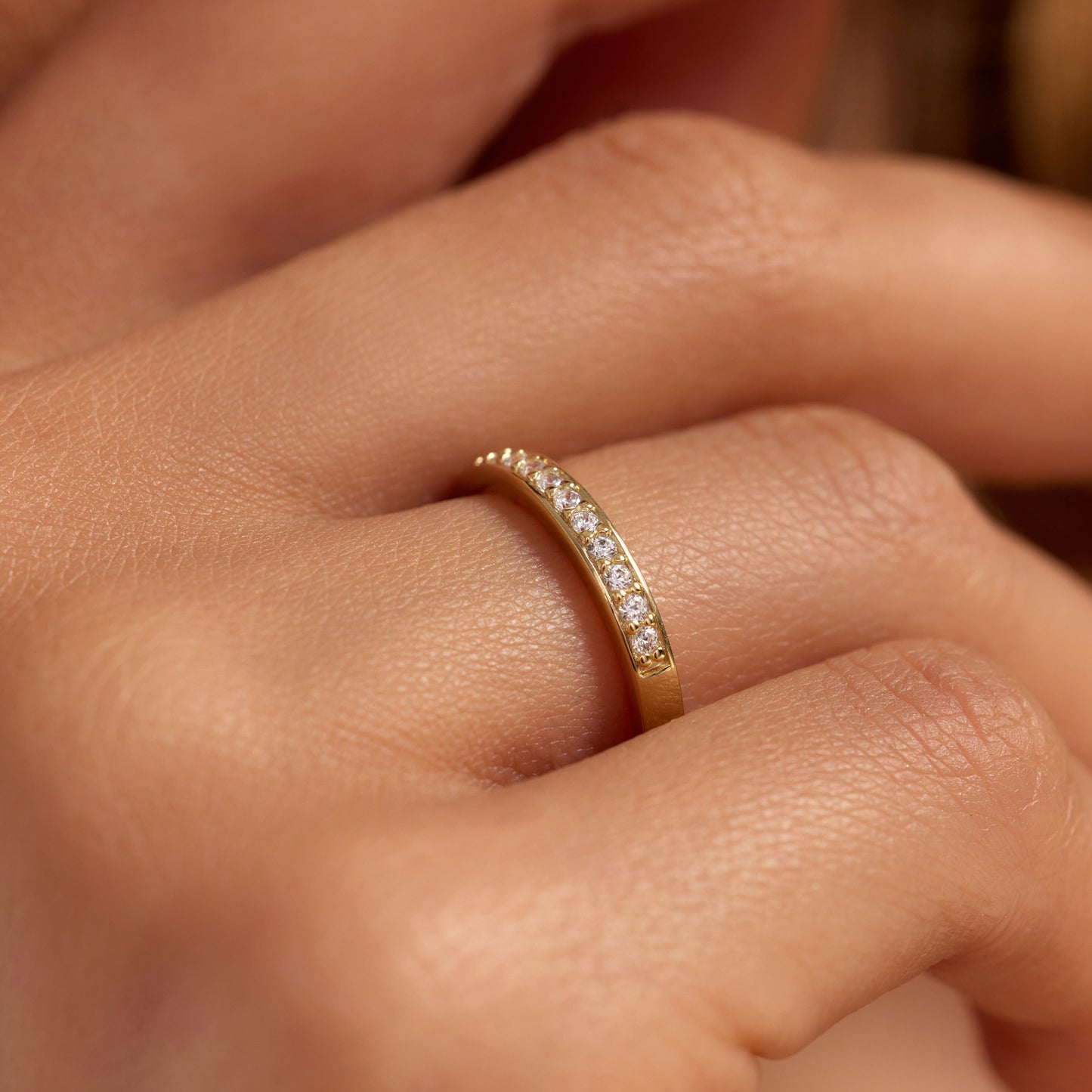 Santa Maria della Base 925 sterling silver gold plated ring with zirconia stones - Parte di Me