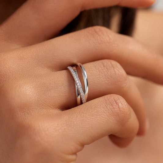 Ponte Vecchio Lanza 925 sterling silver ring with zirconia stones - Parte di Me