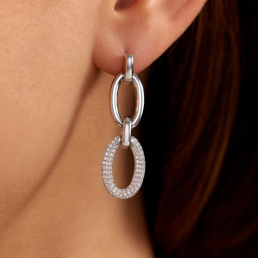 Bibbiena Poppi Clara 925 sterling silver drop earrings with zirconia stones - Parte di Me