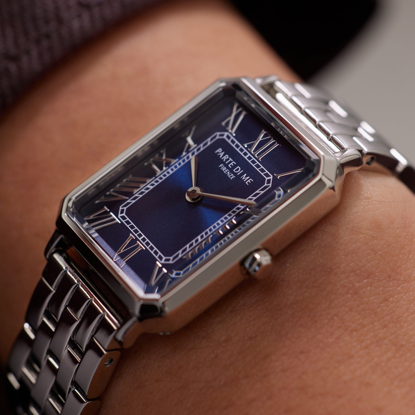 Orologio rectangular ladies watch silver coloured and dark blue - Parte di Me