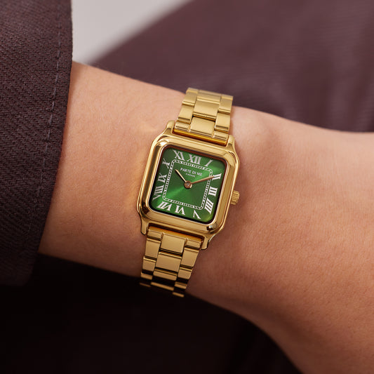 Orologio rectangular ladies watch gold and green - Parte di Me