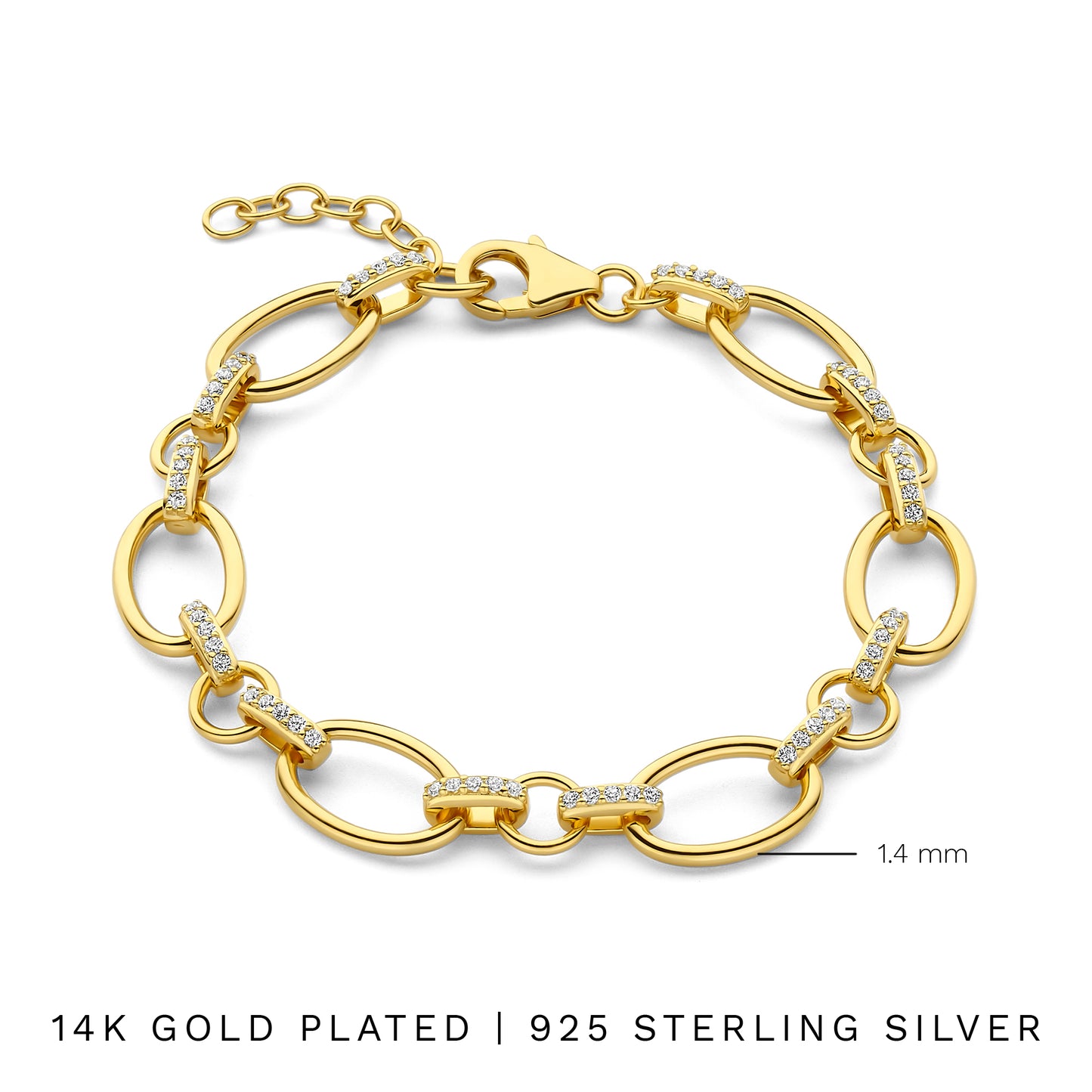 Bibbiena Poppi Clara 925 sterling silver gold plated link bracelet with zirconia stones - Parte di Me