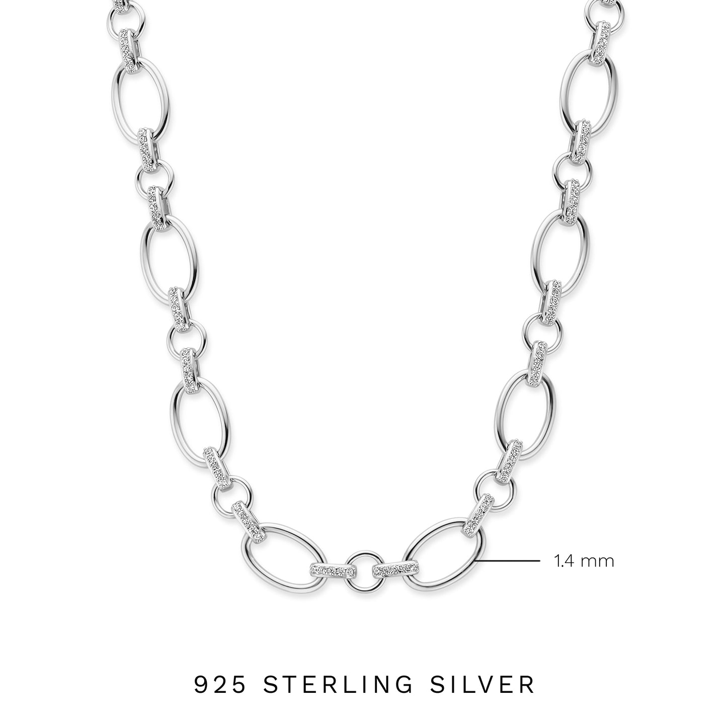 Bibbiena Poppi Clara 925 sterling silver link necklace with zirconia stones - Parte di Me