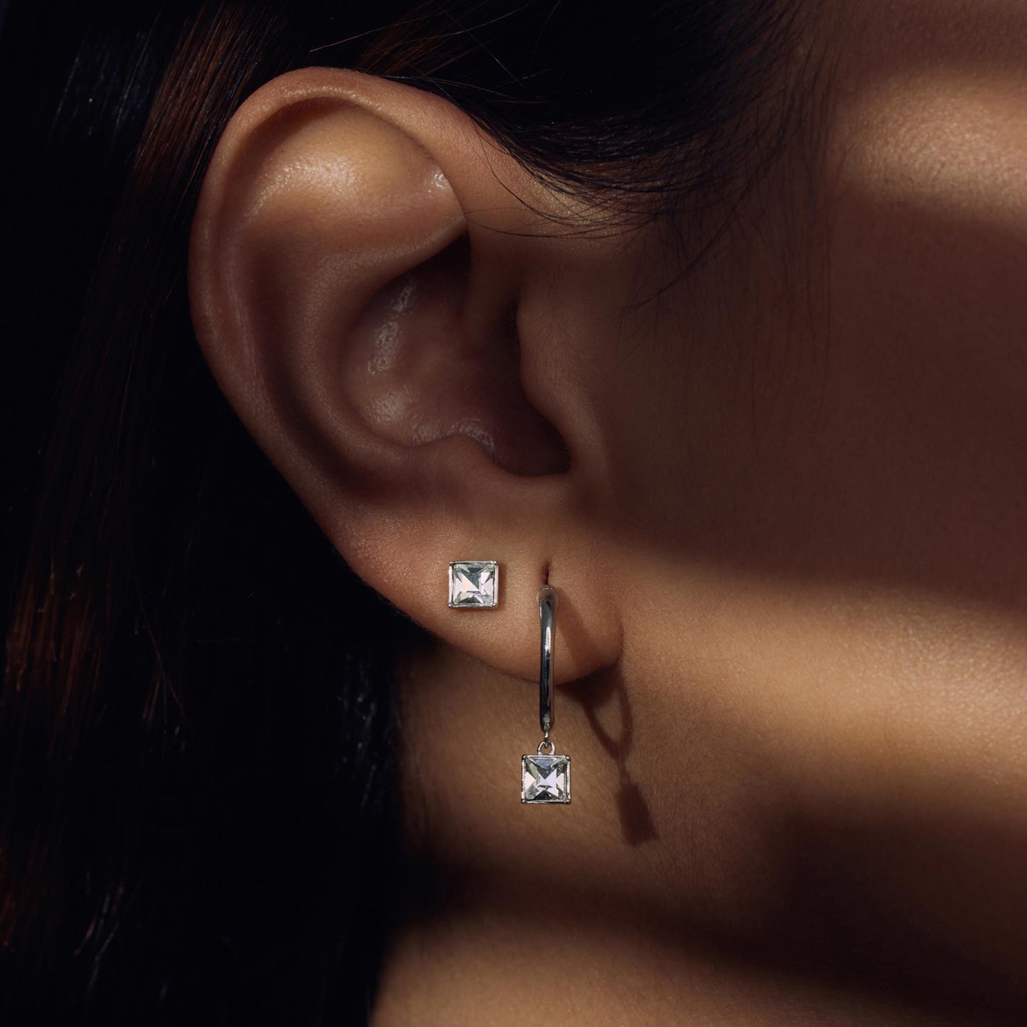 Cento Luci Perla 925 sterling silver ear studs with preciosa crystal - Parte di Me