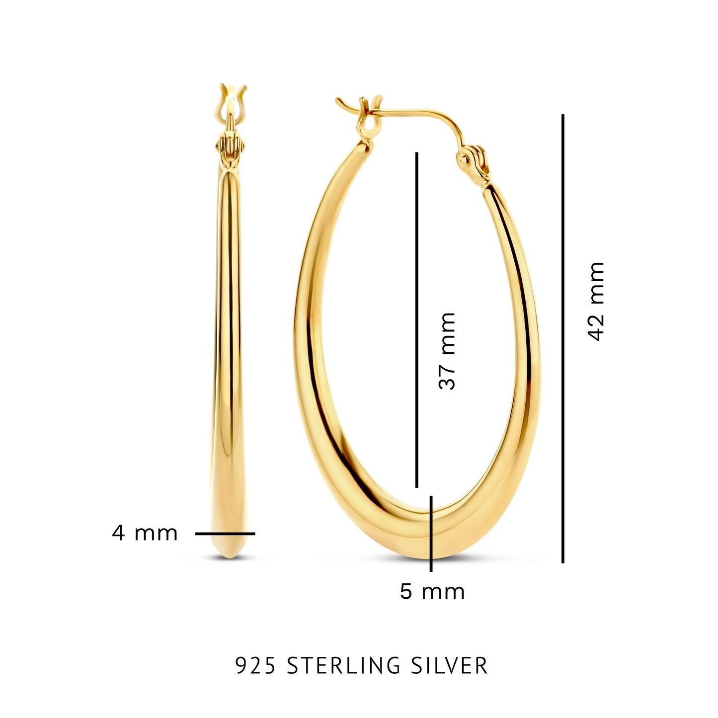 Bibbiena Poppi Casentino 925 sterling silver gold plated hoop earrings - Parte di Me