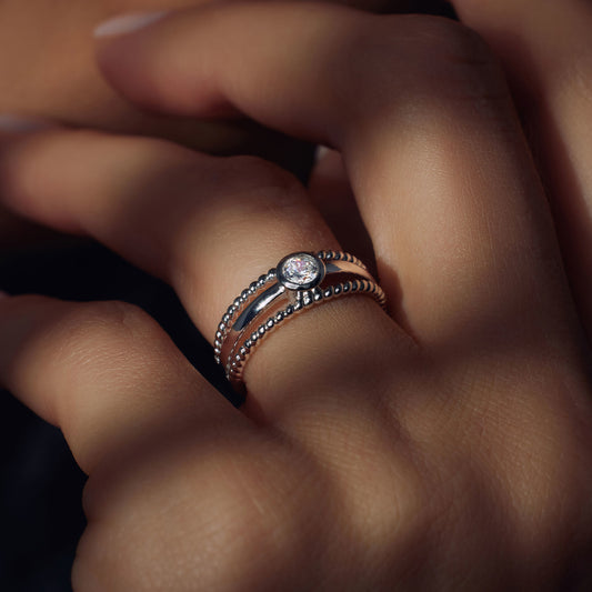 Ponte Vecchio Uffizi 925 sterling silver ring with zirconia stone - Parte di Me