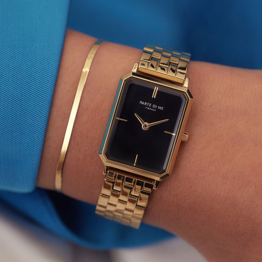 Orologio rectangular ladies watch gold coloured and black - Parte di Me