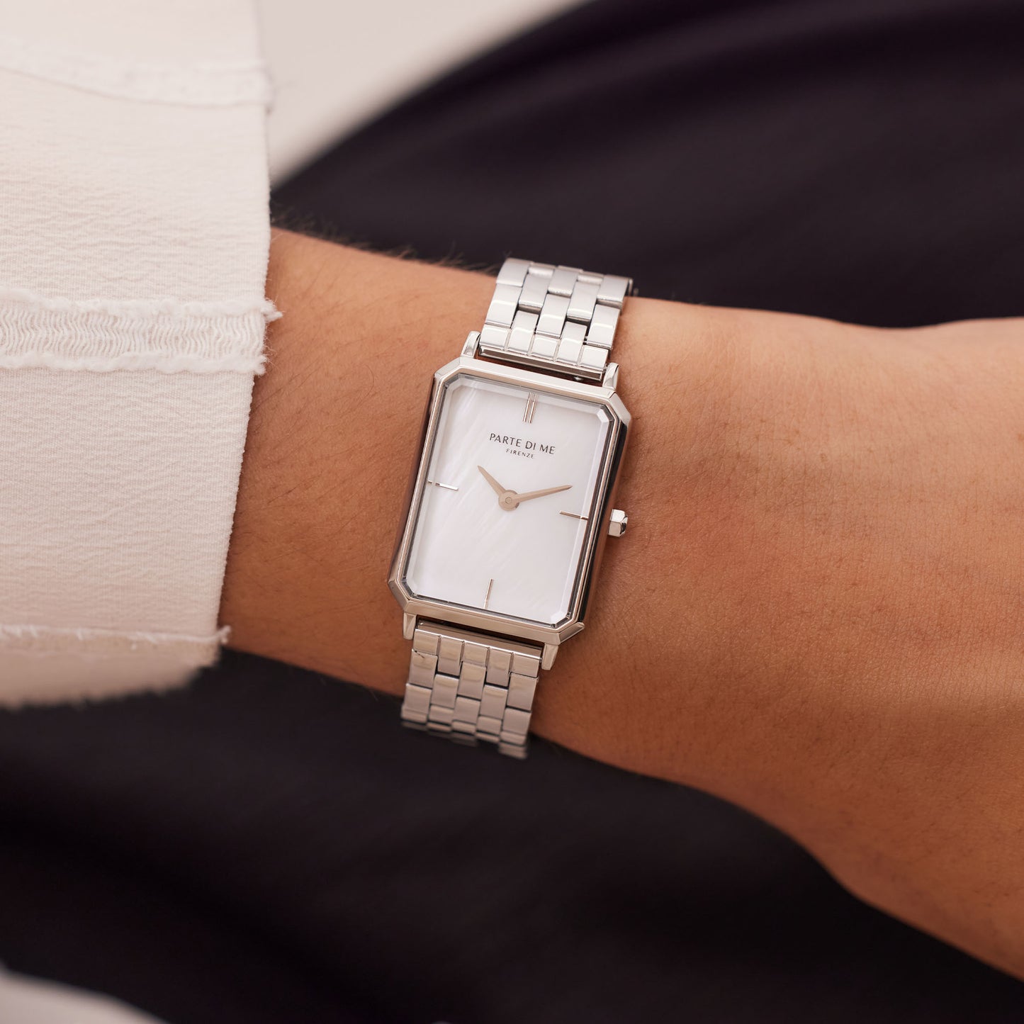 Orologio rectangular ladies watch silver coloured and mother of pearl - Parte di Me