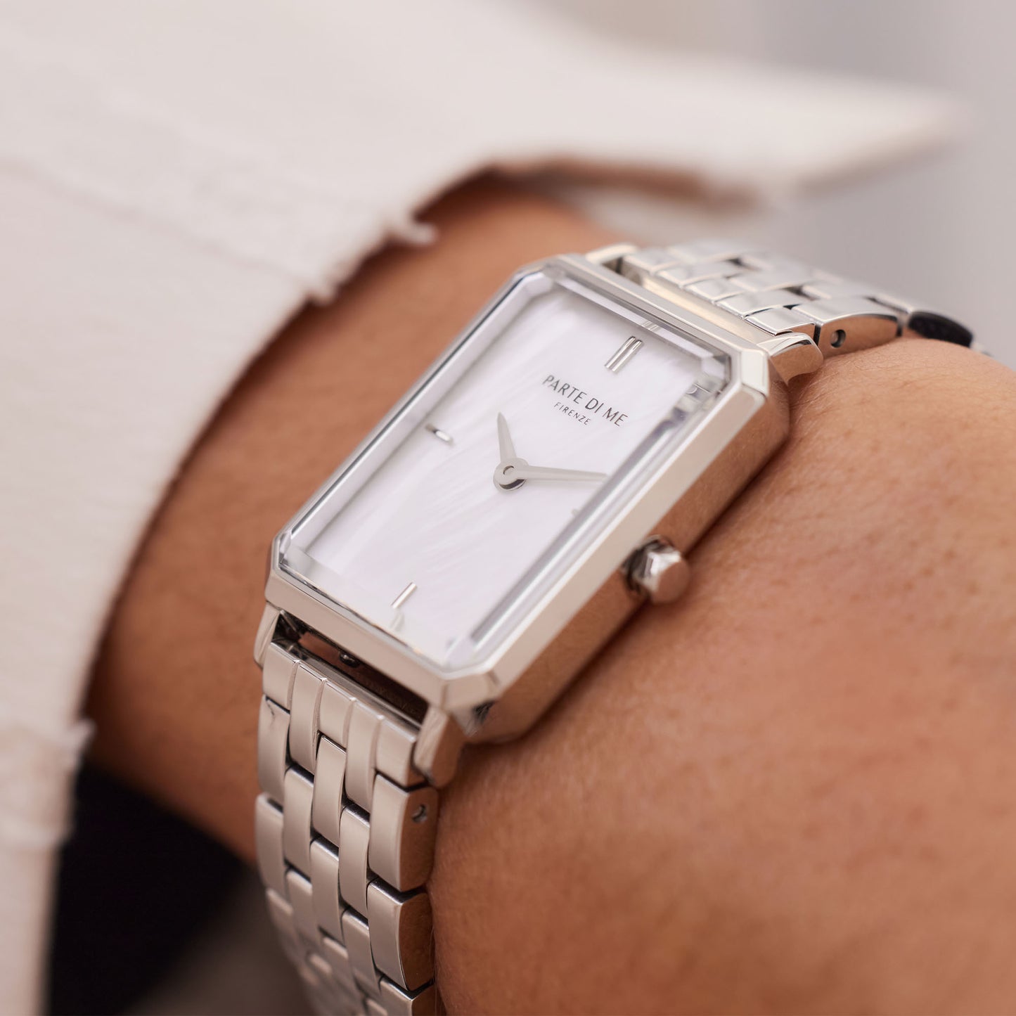 Orologio rectangular ladies watch silver coloured and mother of pearl - Parte di Me
