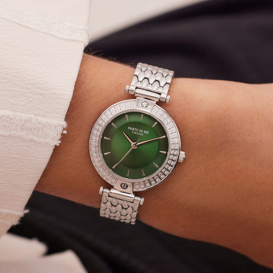 Orologio round ladies watch silver coloured and green - Parte di Me