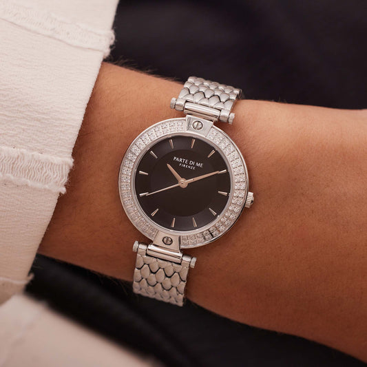 Orologio round ladies watch silver coloured and black - Parte di Me