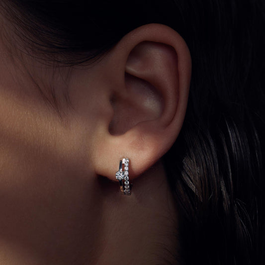 Ponte Vecchio Santa Trinita 925 sterling silver hoop earrings with zirconia stones - Parte di Me