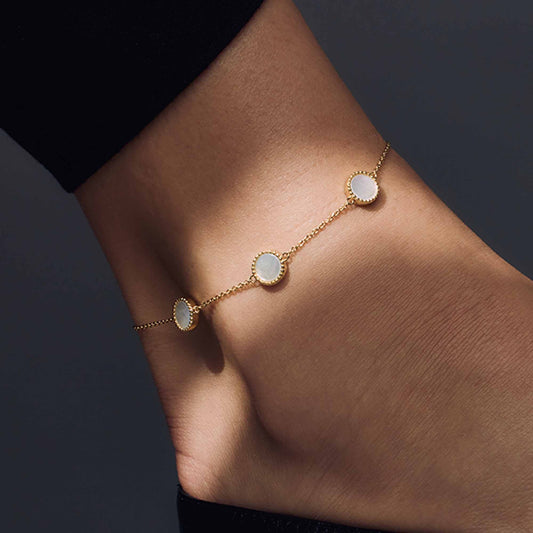 Brioso Cortona Dara 925 sterling silver gold plated anklet with mother of pearl - Parte di Me
