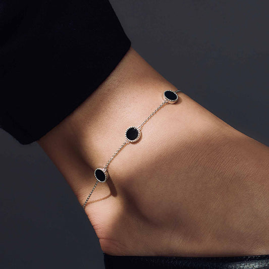 Brioso Cortona Giulia 925 sterling silver anklet with black onyx - Parte di Me