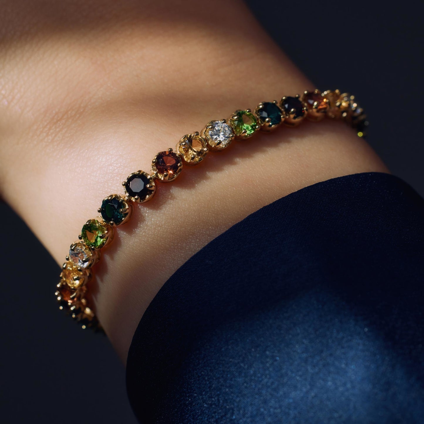Santa Maria del Fiore 925 sterling silver gold plated bracelet with coloured zirconia stones - Parte di Me