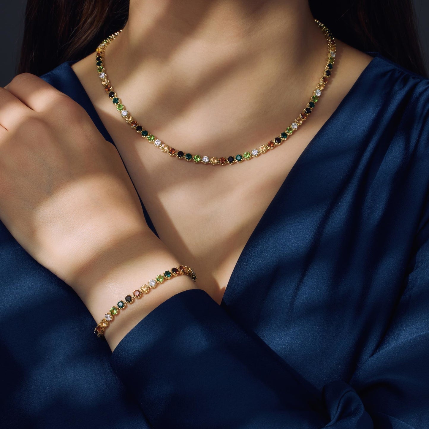 Santa Maria del Fiore 925 sterling silver gold plated bracelet with coloured zirconia stones - Parte di Me