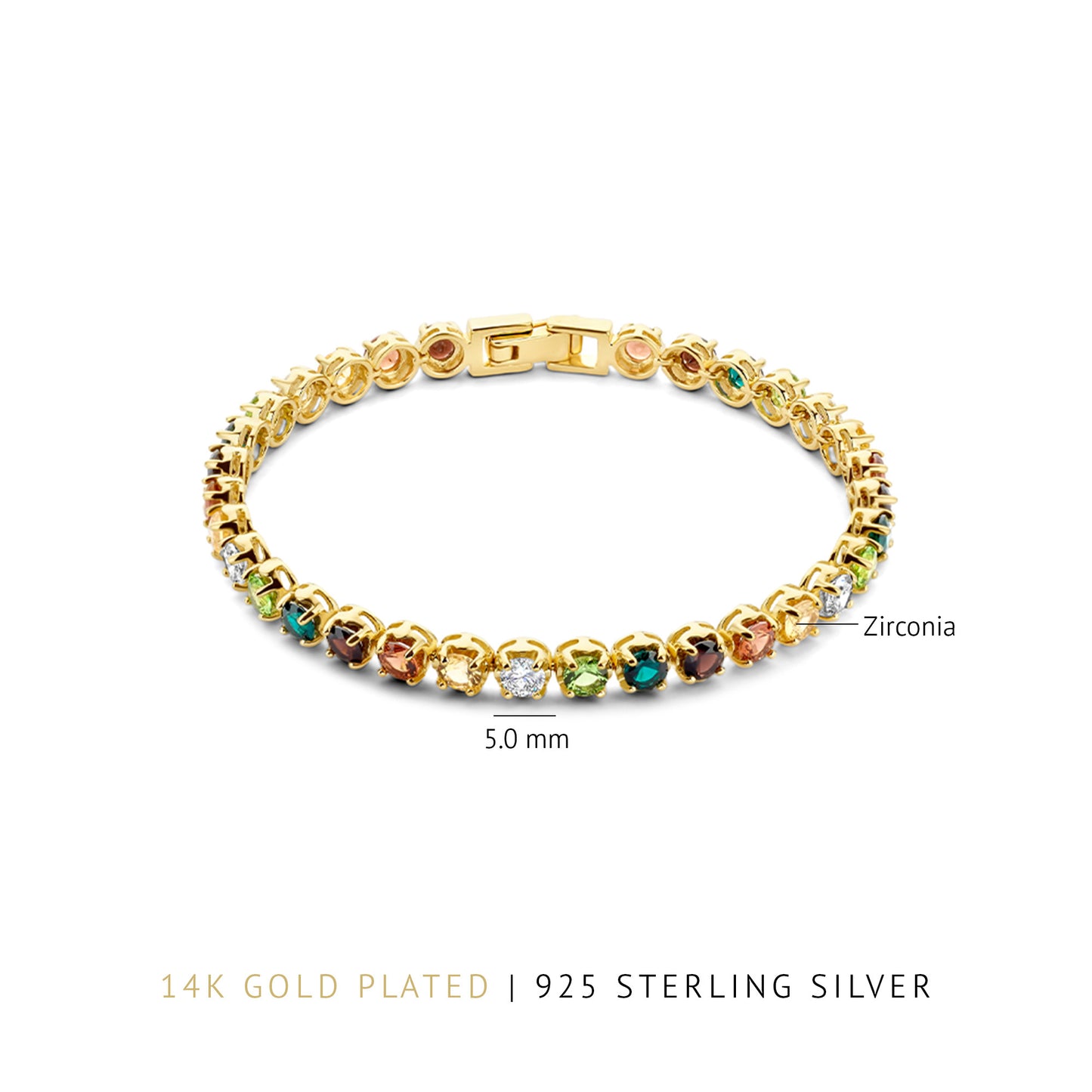 Santa Maria del Fiore 925 sterling silver gold plated bracelet with coloured zirconia stones - Parte di Me