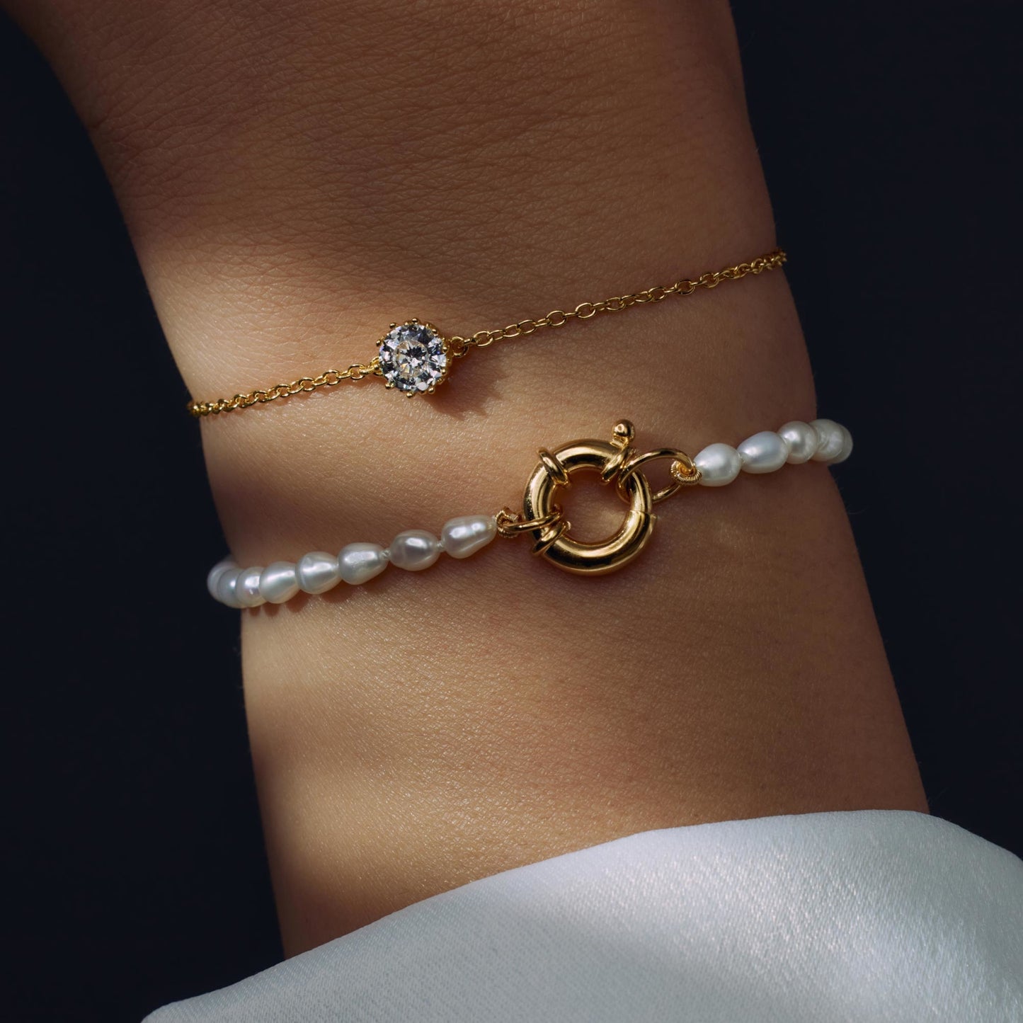 Brioso Cortona Bella 925 sterling silver gold plated pearl bracelet - Parte di Me