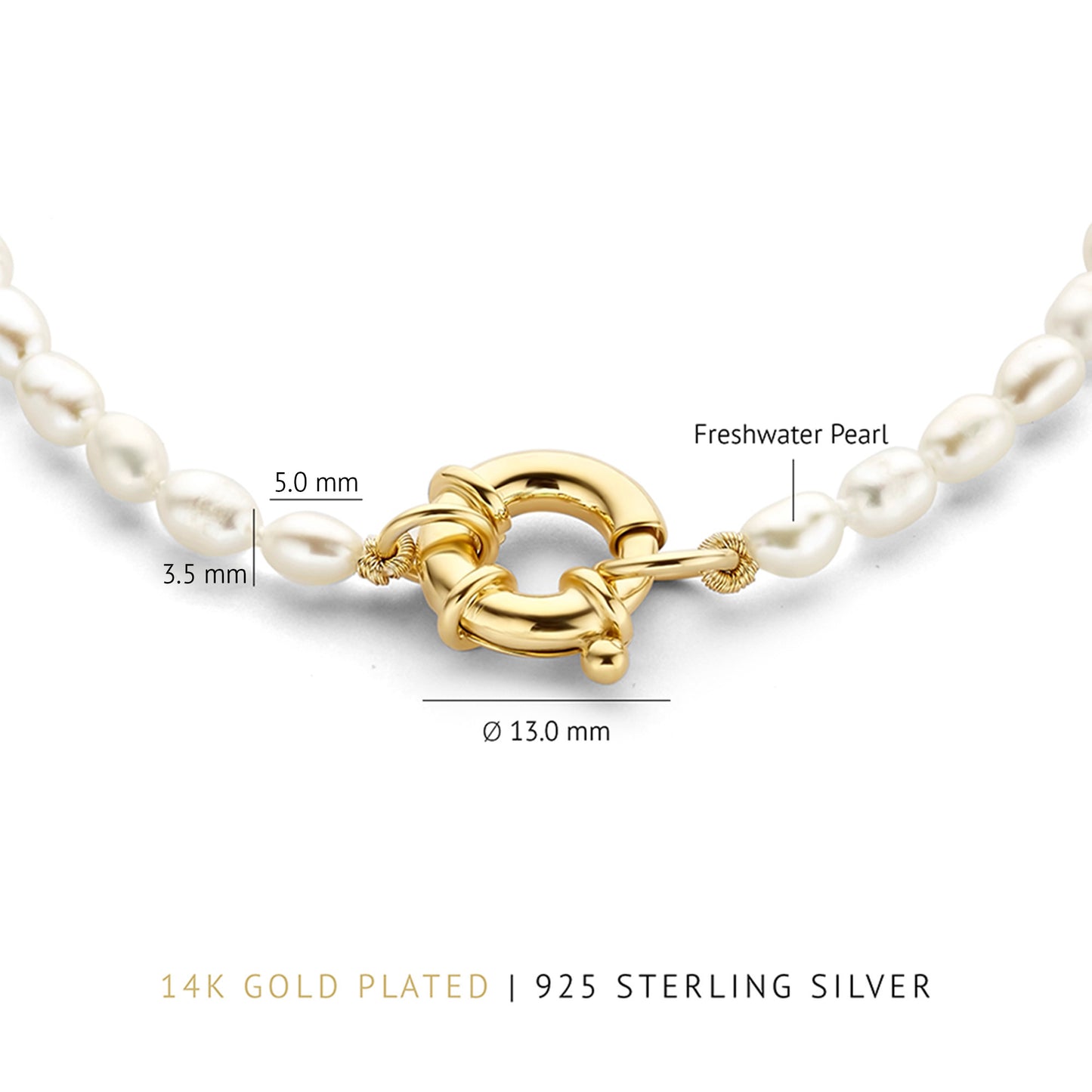 Brioso Cortona Bella 925 sterling silver gold plated pearl bracelet - Parte di Me
