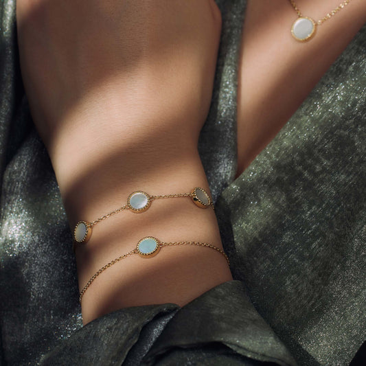 Brioso Cortona Dara 925 sterling silver gold plated bracelet with mother of pearl - Parte di Me