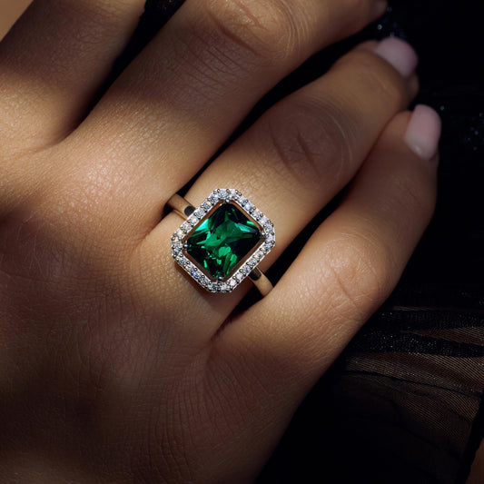 Mia Colore Verdi 925 sterling silver ring with green zirconia stone - Parte di Me