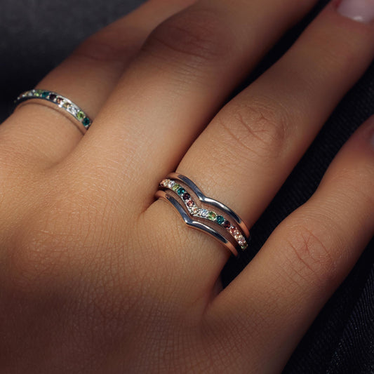 Santa Maria del Fiore 925 sterling silver rings with coloured zirconia stones - Parte di Me