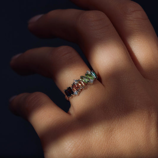 Santa Maria del Fiore 925 sterling silver ring with coloured zirconia stones - Parte di Me