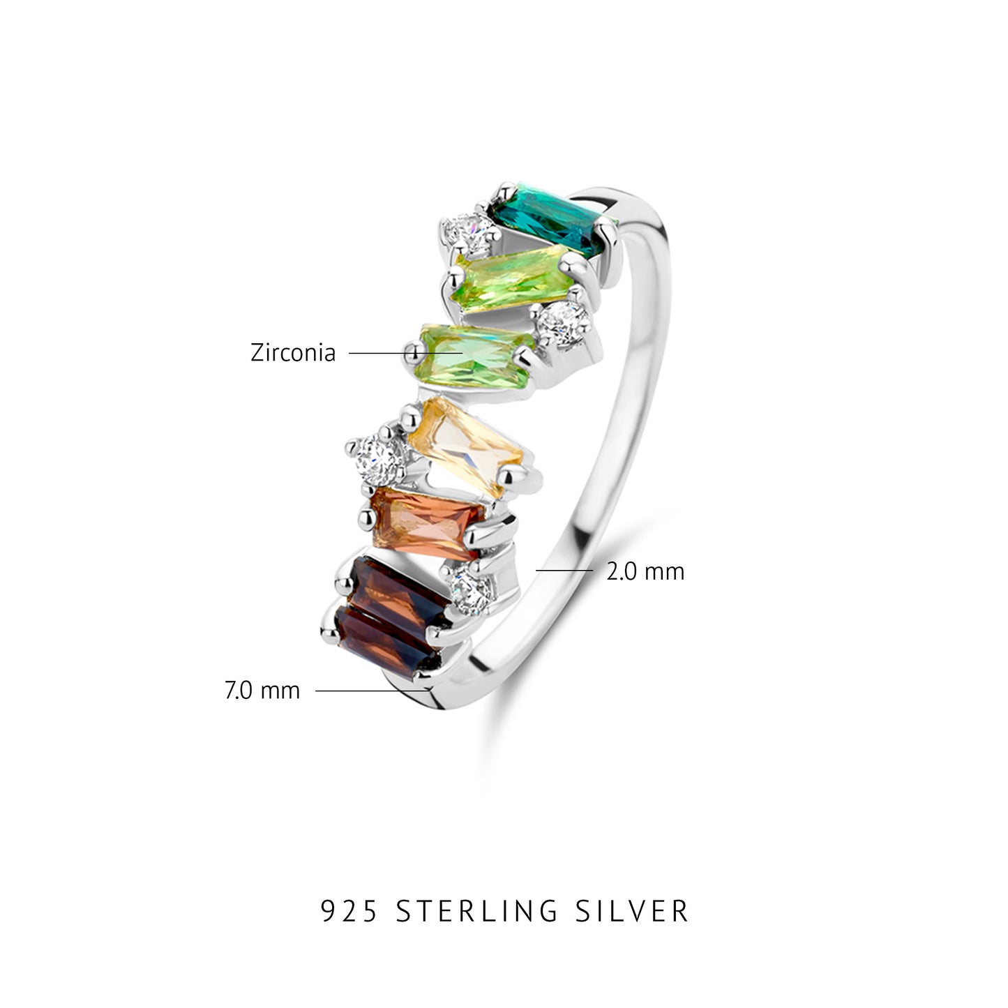 Santa Maria del Fiore 925 sterling silver ring with coloured zirconia stones - Parte di Me