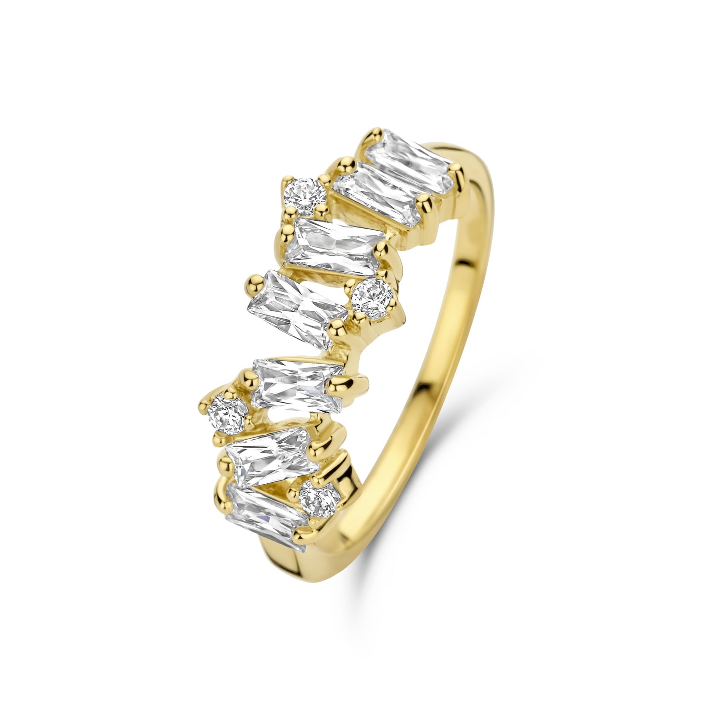 Santa Maria della Base 925 sterling silver gold plated ring with zirconia stones - Parte di Me