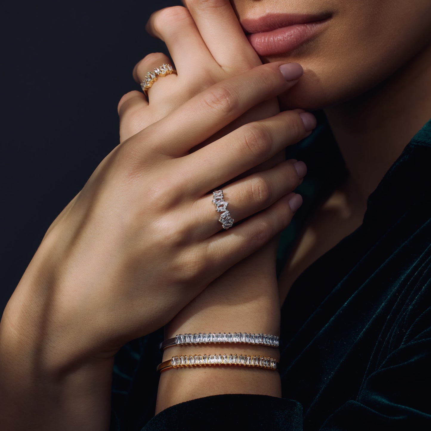 Santa Maria della Base 925 sterling silver gold plated ring with zirconia stones - Parte di Me