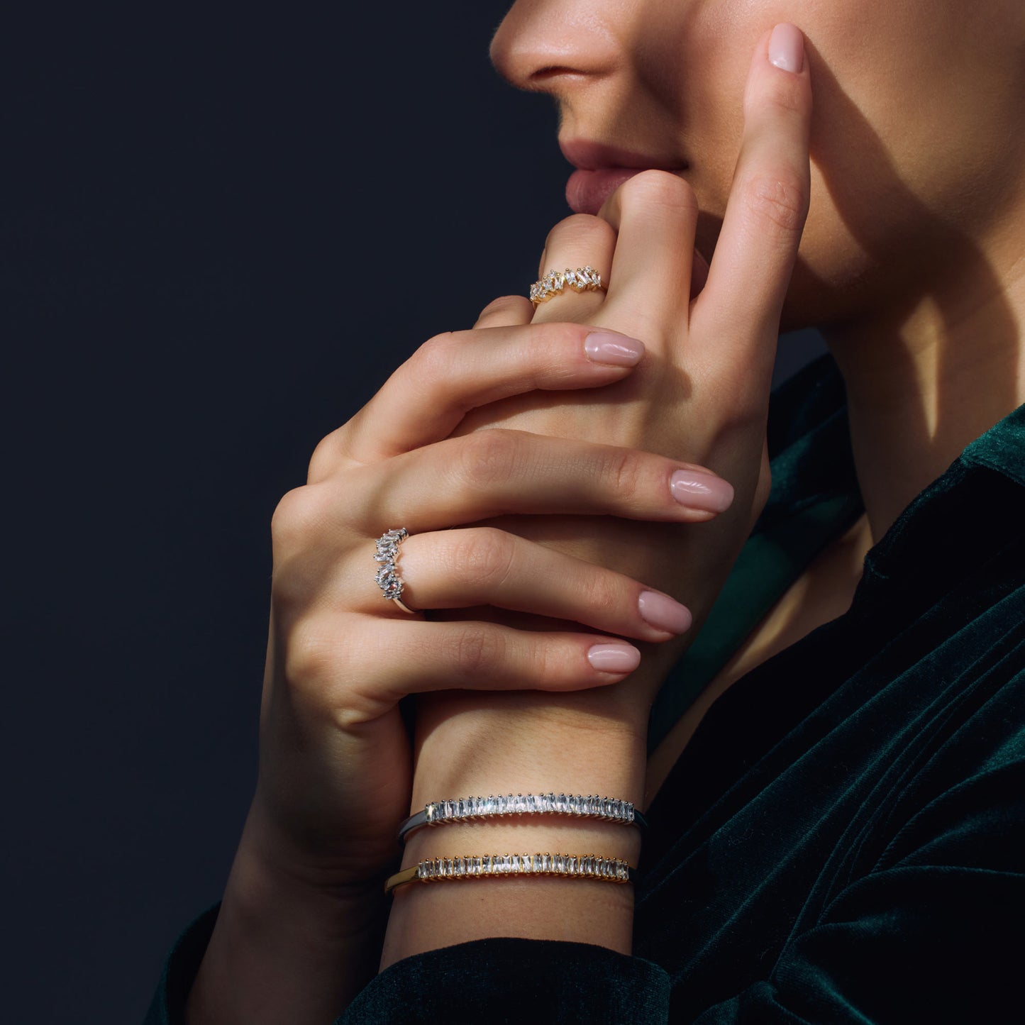 Santa Maria della Base 925 sterling silver gold plated ring with zirconia stones - Parte di Me