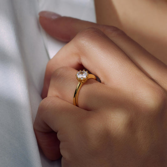 Cento Luci Rosia 925 sterling silver gold plated ring with zirconia stone - Parte di Me