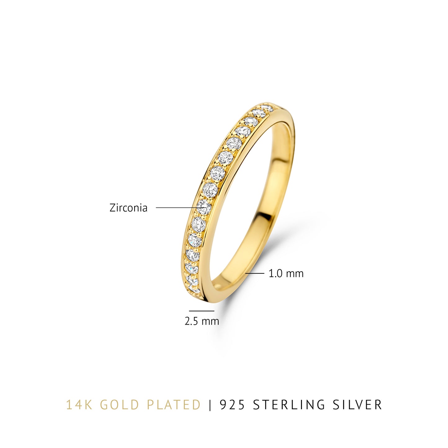 Santa Maria della Base 925 sterling silver gold plated ring with zirconia stones - Parte di Me