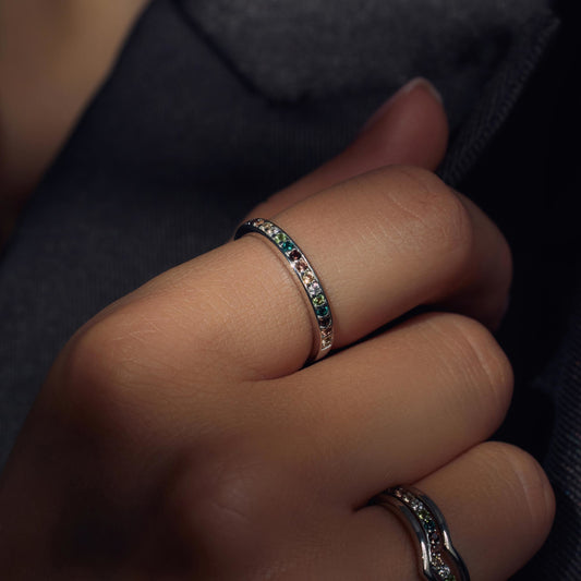 Santa Maria del Fiore 925 sterling silver ring with coloured zirconia stones - Parte di Me