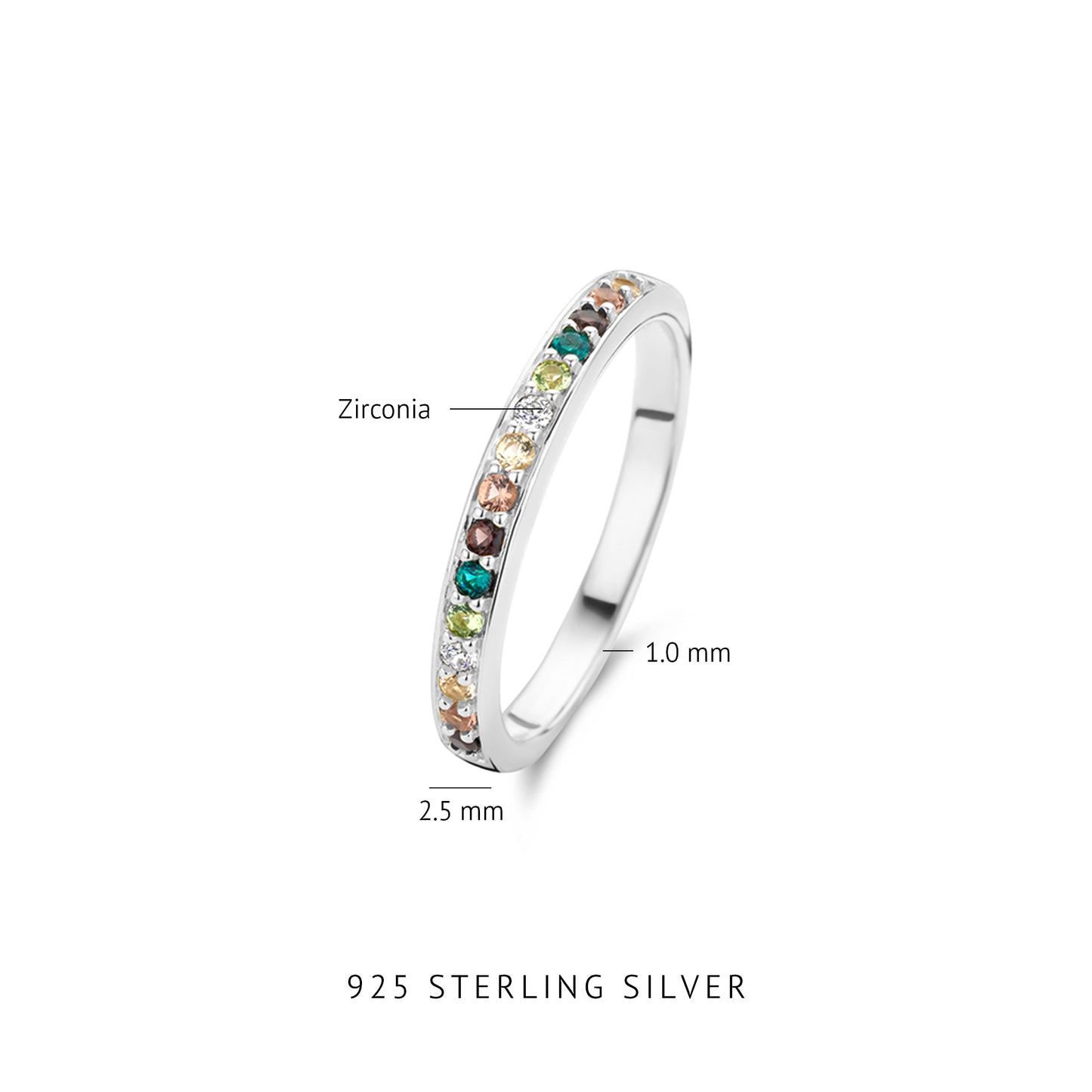 Santa Maria del Fiore 925 sterling silver ring with coloured zirconia stones - Parte di Me