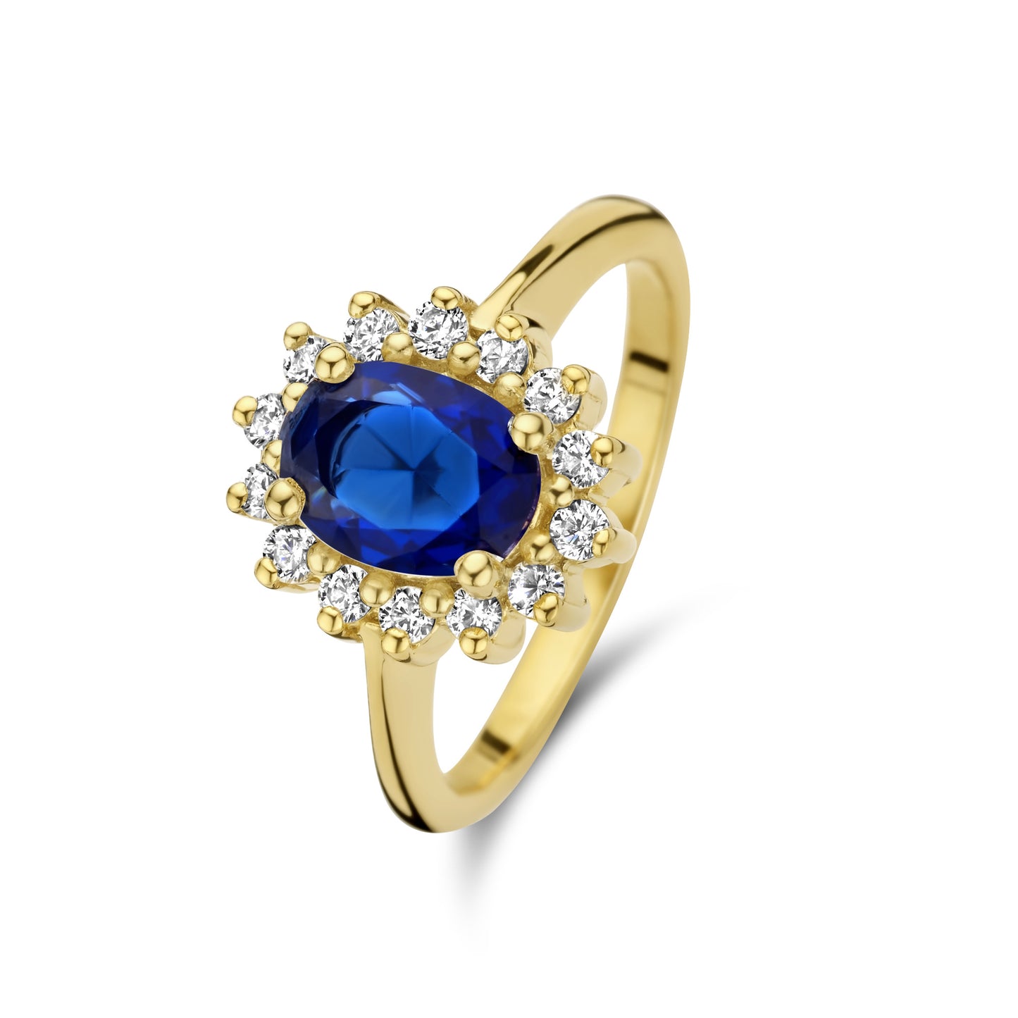 Mia Colore Azure 925 sterling silver gold plated ring with blue zirconia stone - Parte di Me