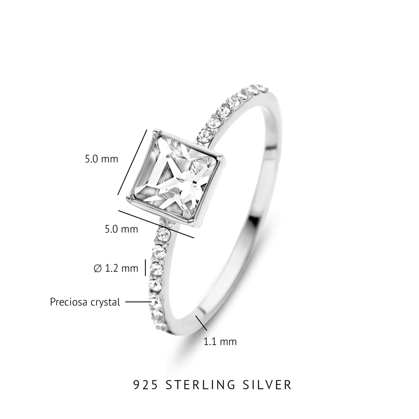 Cento Luci Pia 925 sterling silver ring with preciosa crystal - Parte di Me