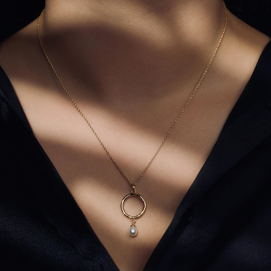 Brioso Cortona Ambra 925 sterling silver gold plated necklace with freshwater pearl - Parte di Me