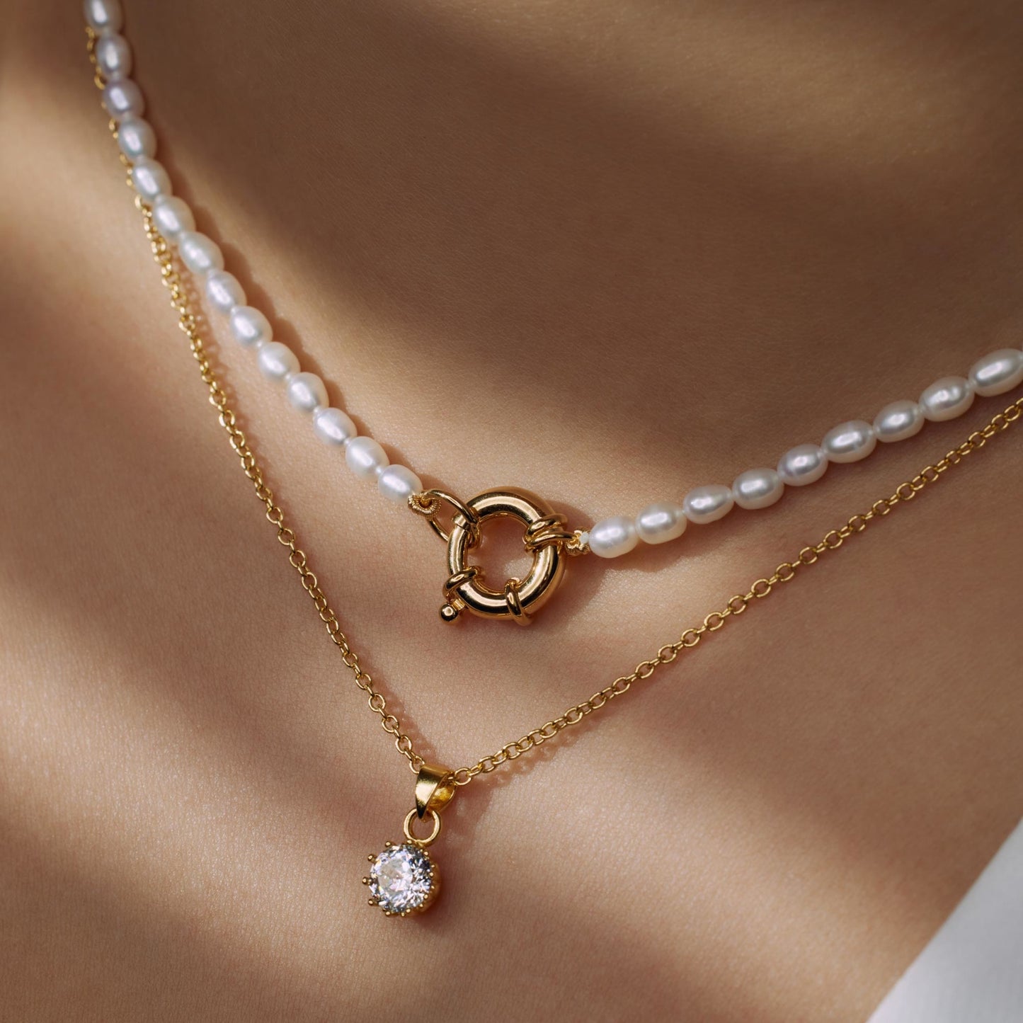 Brioso Cortona Bella 925 sterling silver gold plated pearl necklace - Parte di Me