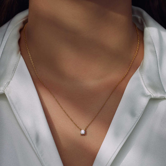 Ponte Vecchio Sofia 925 sterling silver gold plated necklace with zirconia stone - Parte di Me