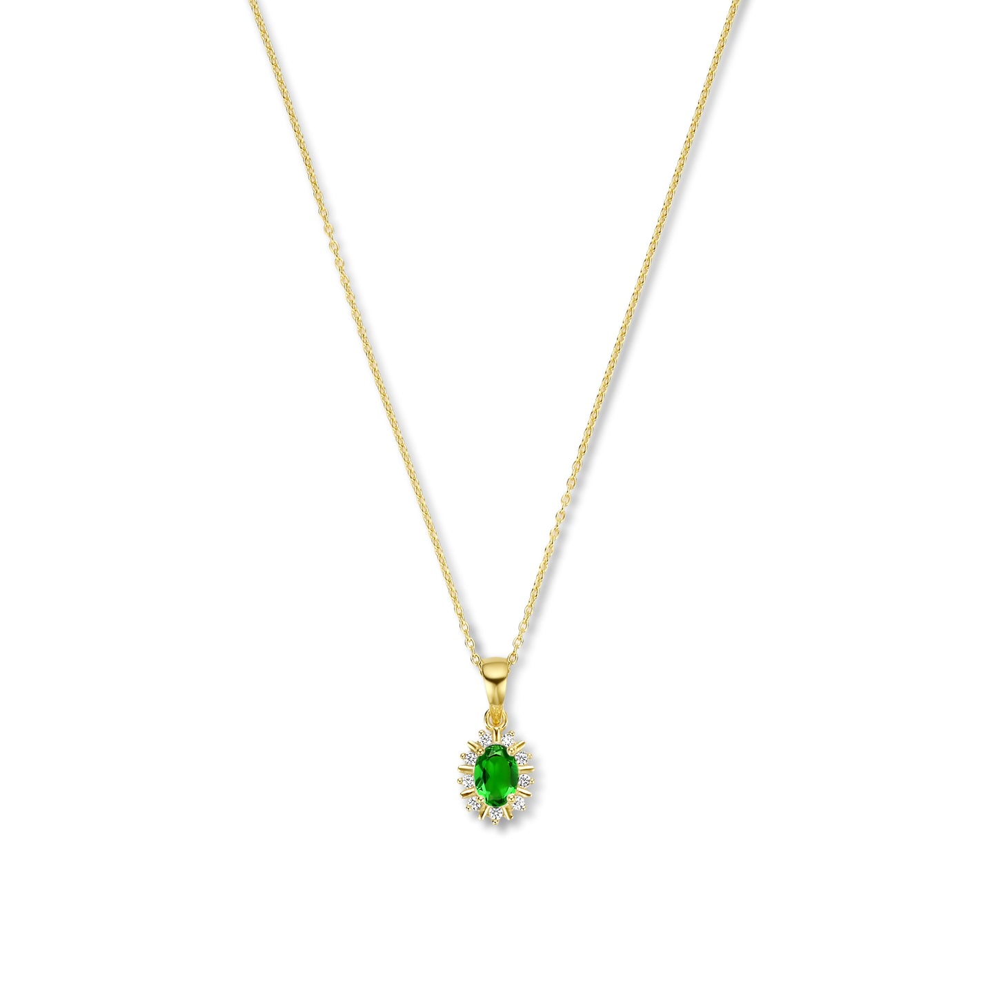 Mia Colore Verdi 925 sterling silver gold plated necklace with green zirconia stone - Parte di Me