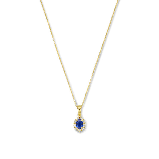 Mia Colore Azure 925 sterling silver gold plated necklace with blue zirconia stone - Parte di Me
