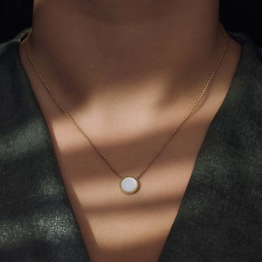 Brioso Cortona Dara 925 sterling silver gold plated necklace with mother of pearl - Parte di Me