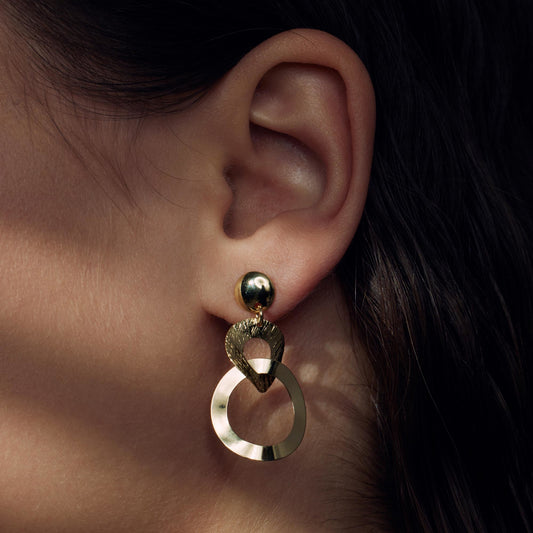 Bibbiena Poppi Madonna 925 sterling silver gold plated drop earrings - Parte di Me