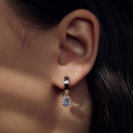 Cento Luci Rosia 925 sterling silver hoop earrings with zirconia stone - Parte di Me