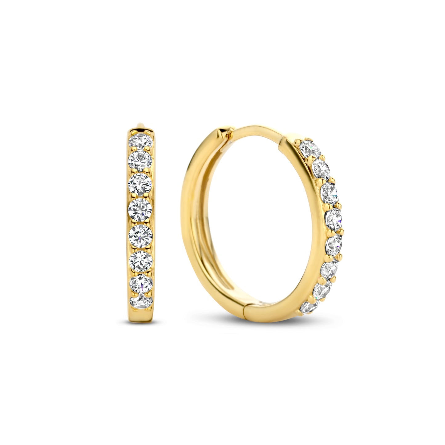 Santa Maria della Base 925 sterling silver gold plated hoop earrings with zirconia stones - Parte di Me
